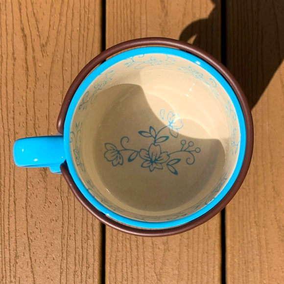 TEMP-TATIONS FLORAL LACE SET of (4), 14-oz STACKABLE MUGS WITH RACK - LIGHT BLUE - Picture 2 of 5